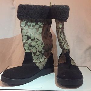 Coach Suede Monogram Boots